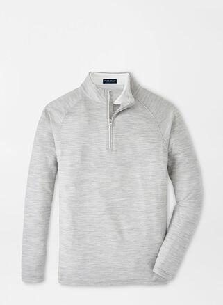 Peter Millar Mens Excursionist Flex Heathered Performance Pullover | Color: Light Grey | Size: L Product Image