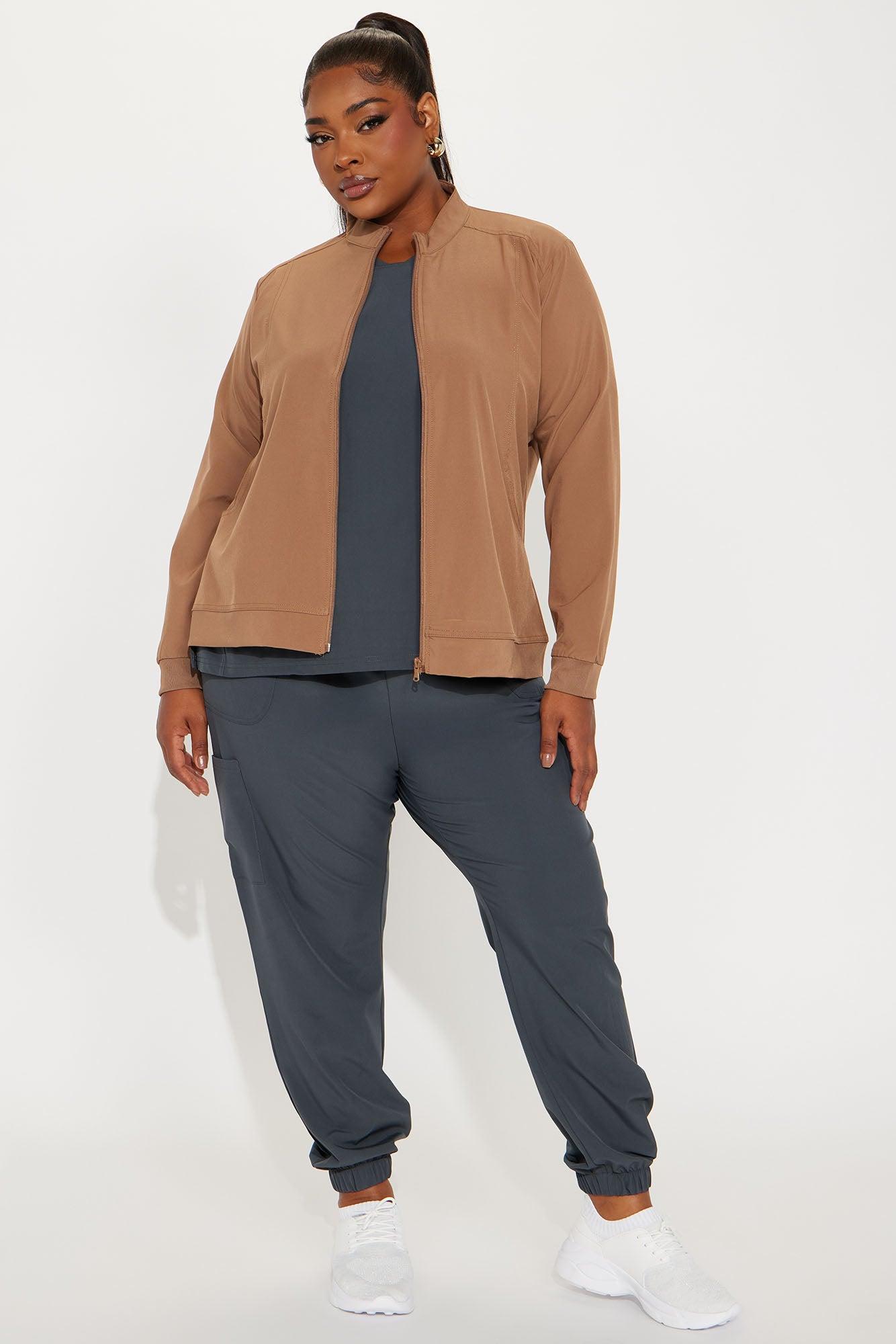 On The Daily Scrub Uniform Zip Up Jacket - Chocolate Product Image