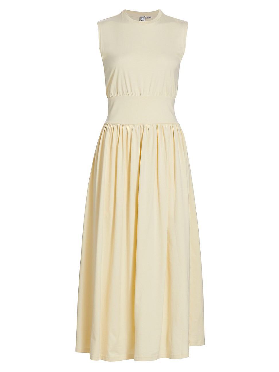 Womens Sleeveless Cotton Midi-Dress Product Image