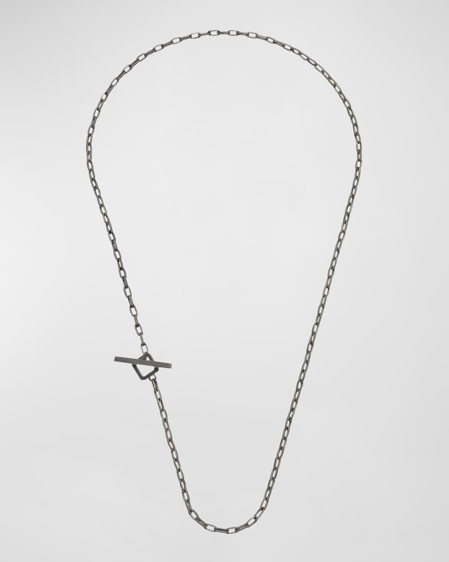Mens Ulysses Hand Etched Link Lariat Necklace in Silver, 52mm Product Image