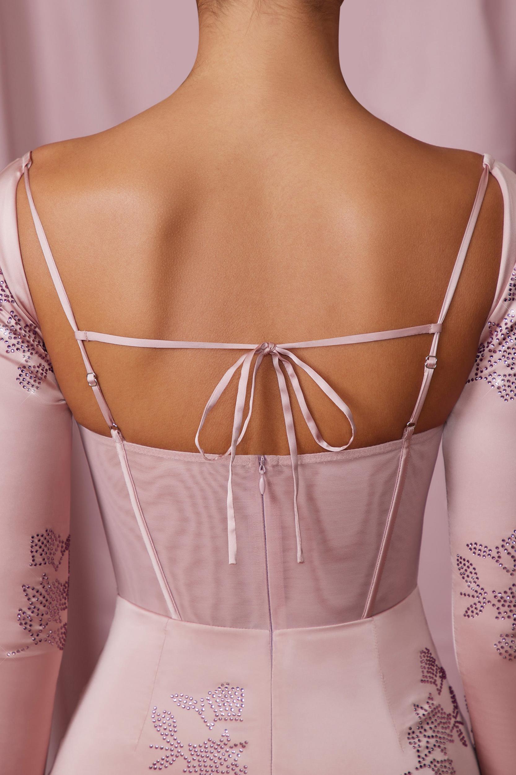 Long Sleeve Corset Mini Dress in Mauve Product Image