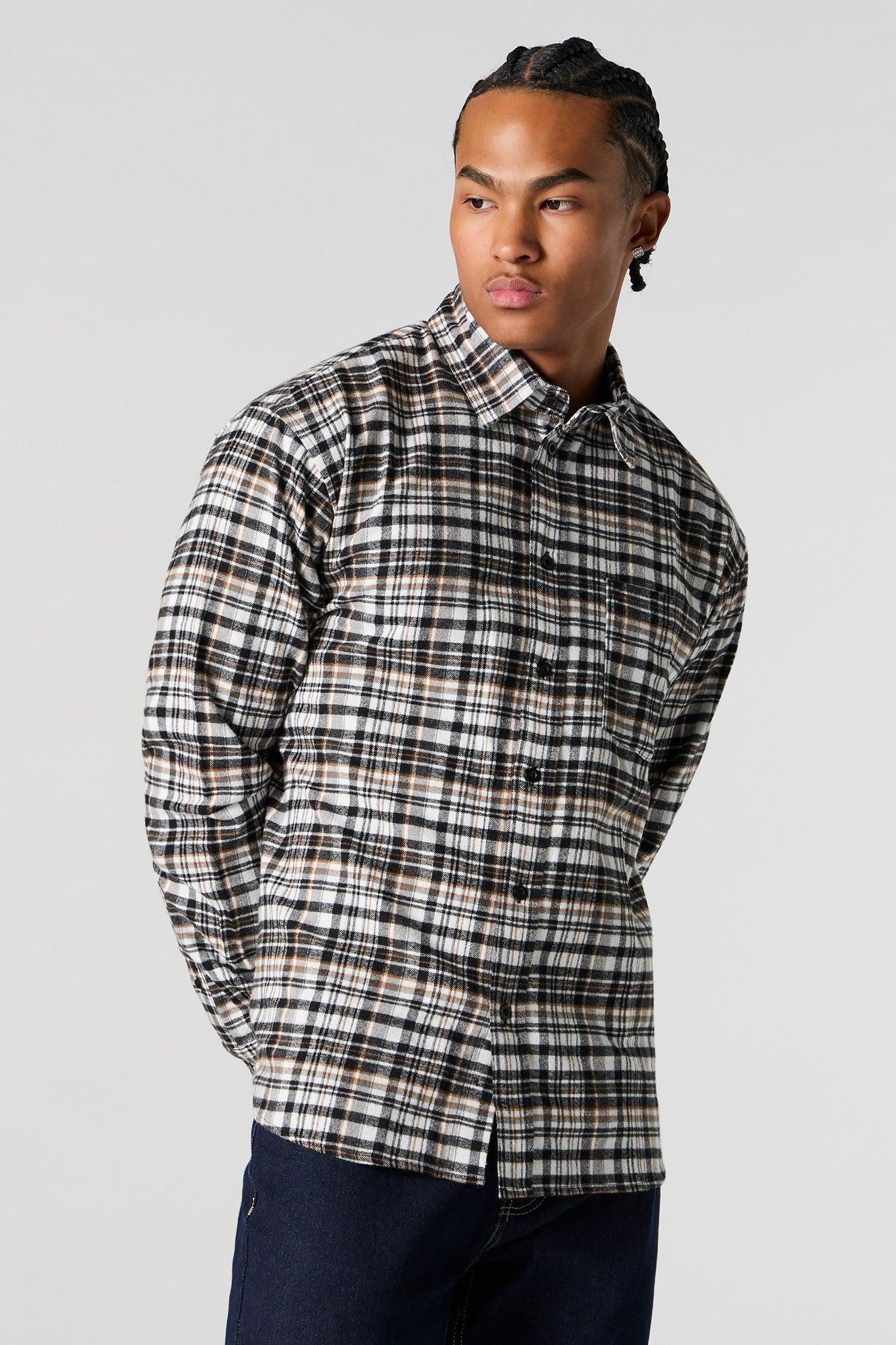 Plaid Flannel Button-Up Top Male Product Image