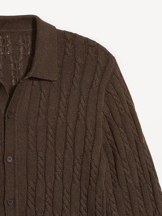 Button-Down Cable-Knit Sweater Product Image