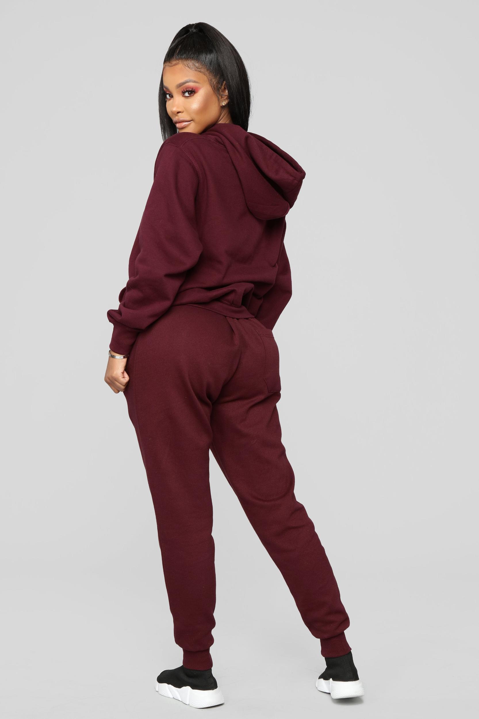 Stole Your Boyfriend's Oversized Jogger - Burgundy Product Image