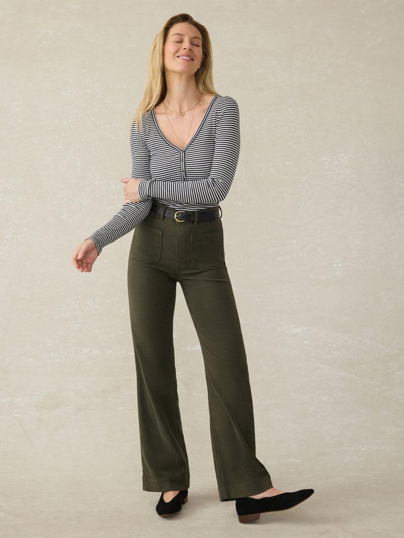 Stretch Terry Patch Pocket Pant - Forest Olive Product Image