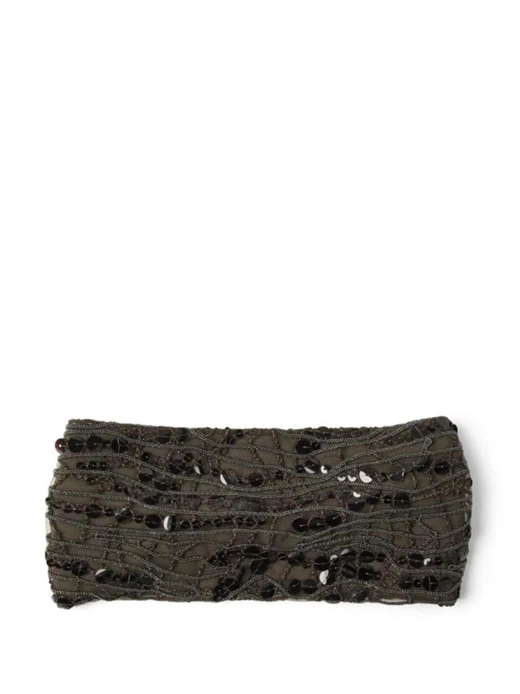 BRUNELLO CUCINELLI Stirnband Mit Pailletten In Brown Product Image