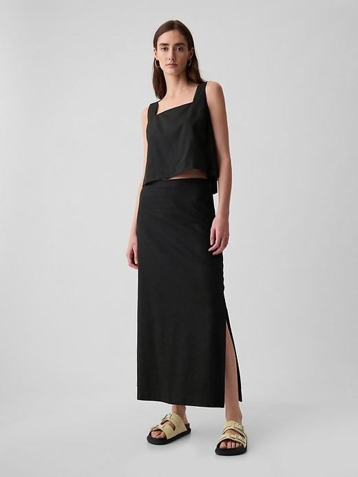 Linen-Blend Maxi Skirt Product Image