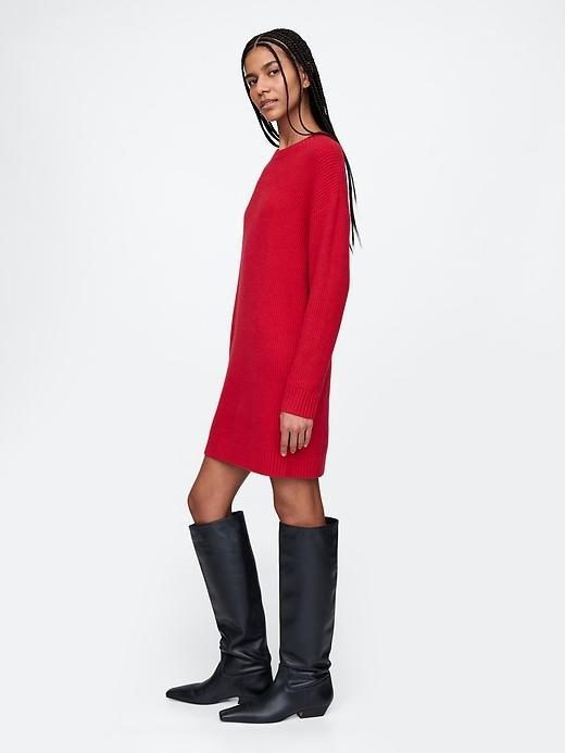 CashSoft Shaker-Stitch Mini Sweater Dress Product Image