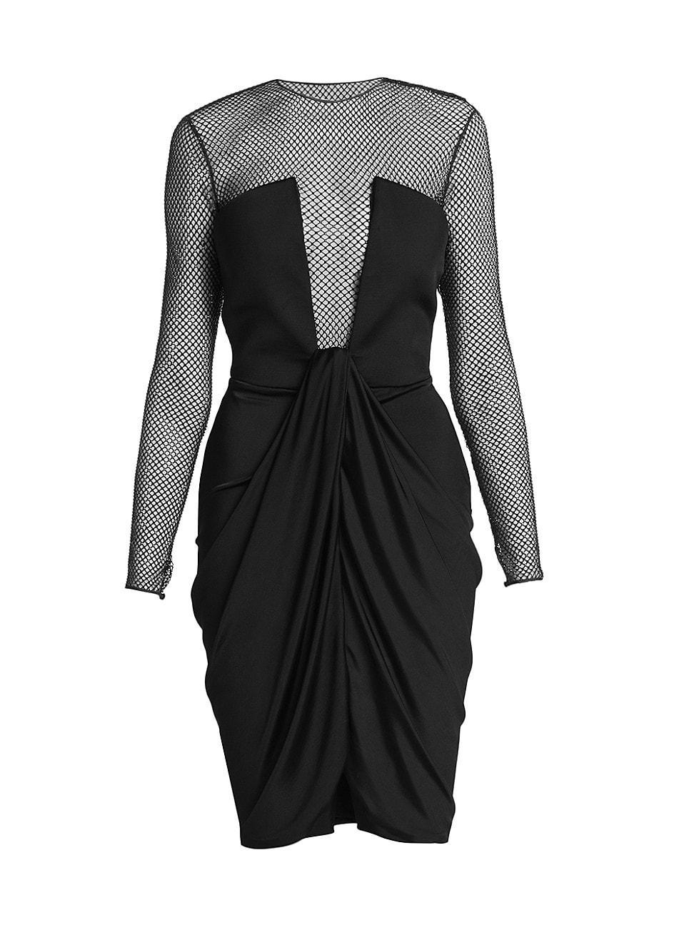 Crystal Mesh Draped Jersey Illusion Dress Product Image