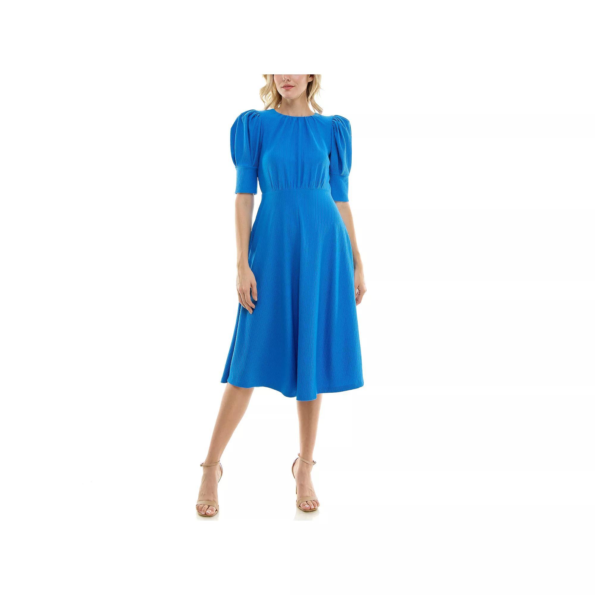 Women's Maison Tara Textured Knit Midi Dress, Size: 6, Blue Oasis Product Image