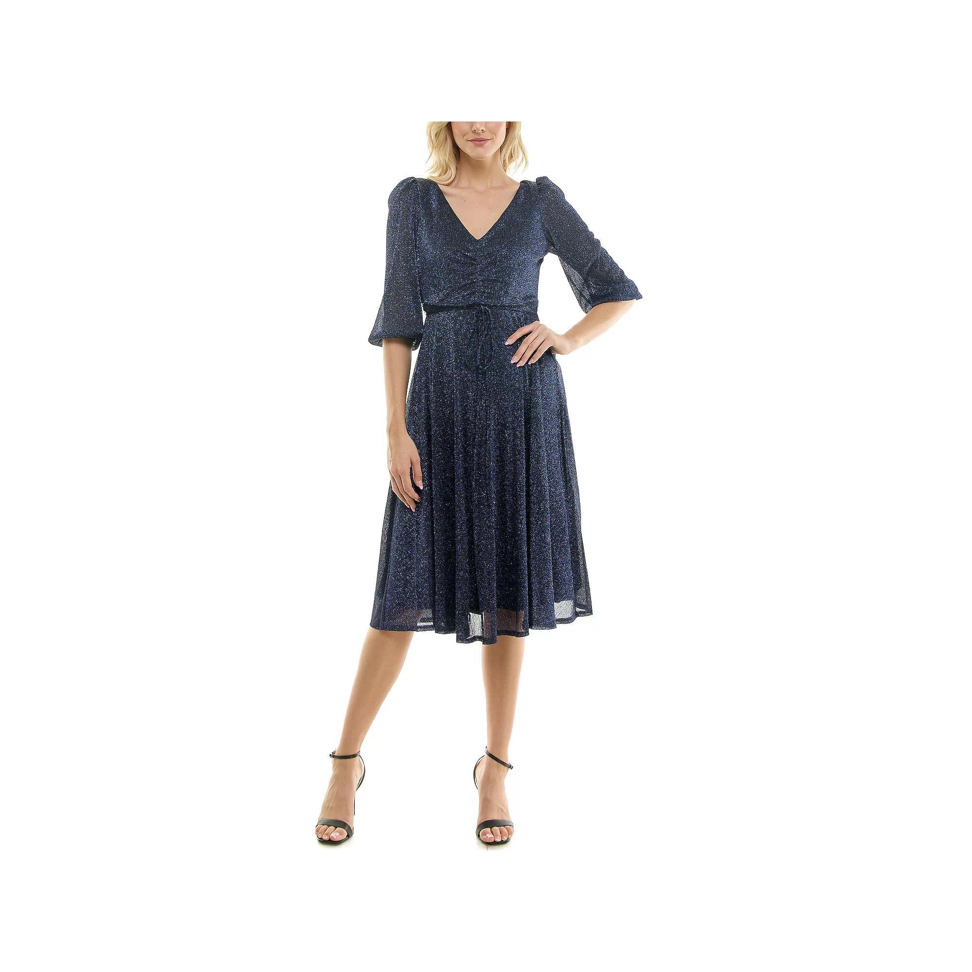 Women's Gabby Skye Fit And Flair V-Neck Midi Dress, Size: 6, Blue Product Image