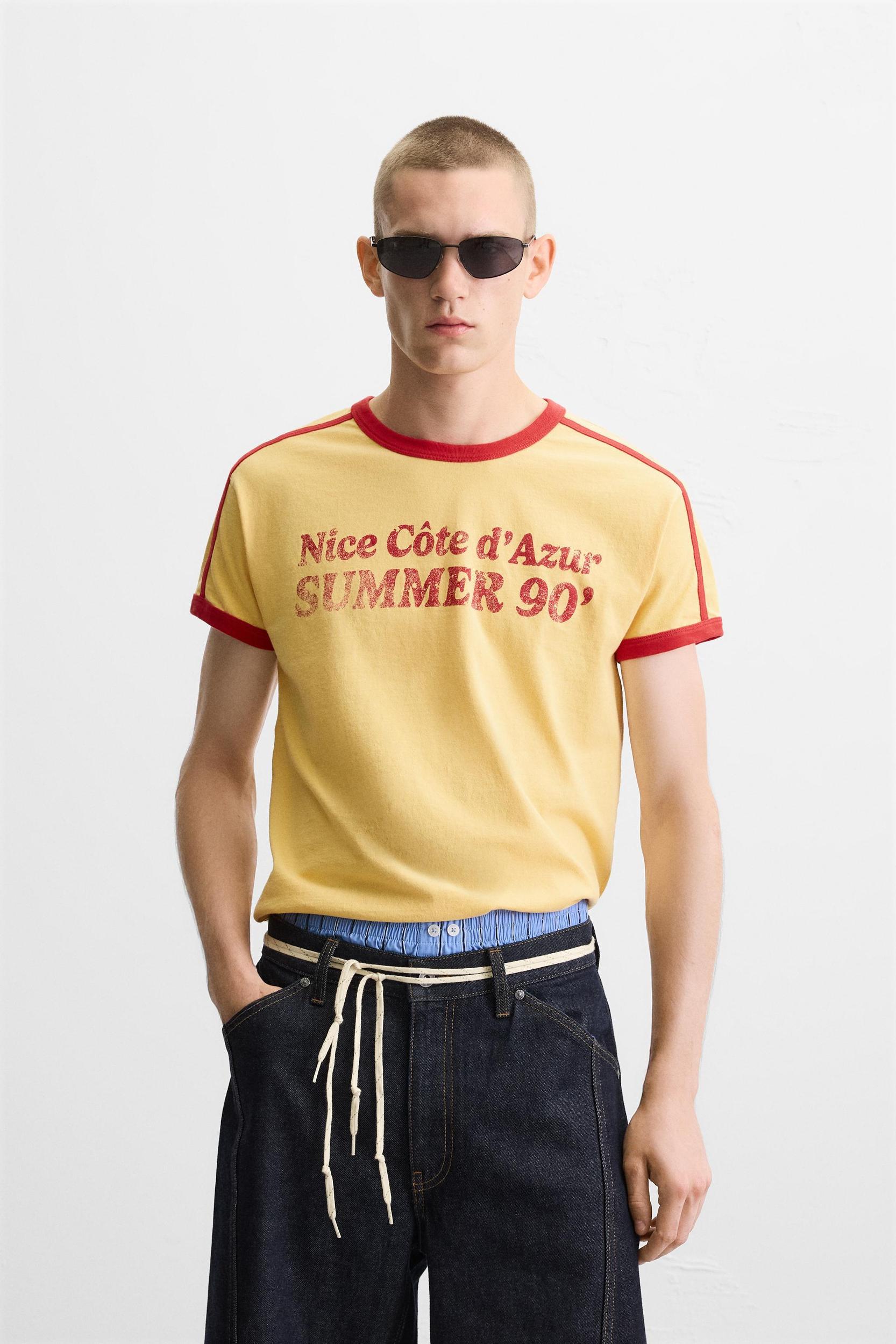 RIB CONTRAST TEXT T-SHIRT Product Image
