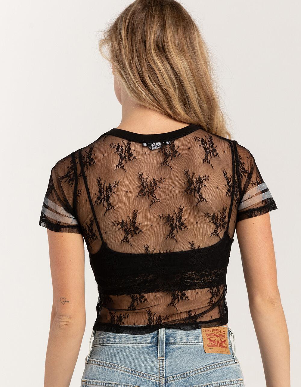 RSQ Womens Lace 85 Tee - BLACK Product Image