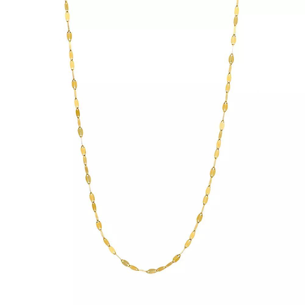American Exchange 18K Gold Over Silver Flattened Forzatina Chain Necklace, Womens Gold Tone Product Image