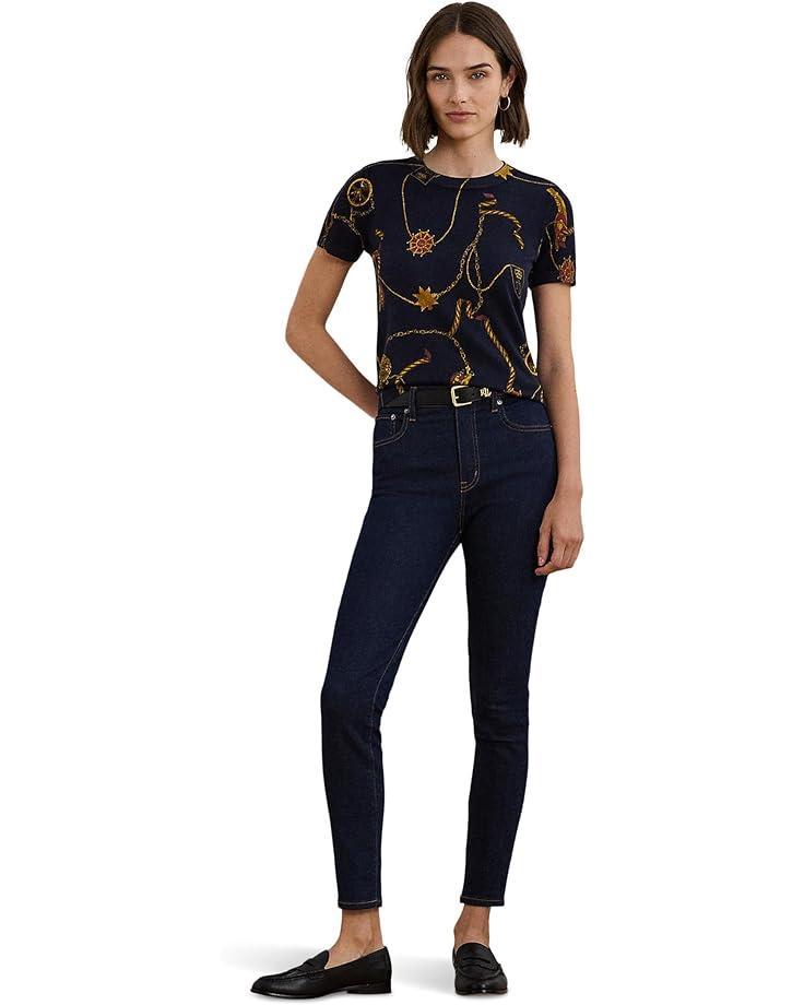 Women's Lauren Ralph Lauren Print Cotton-Blend Short-Sleeve Sweater Product Image