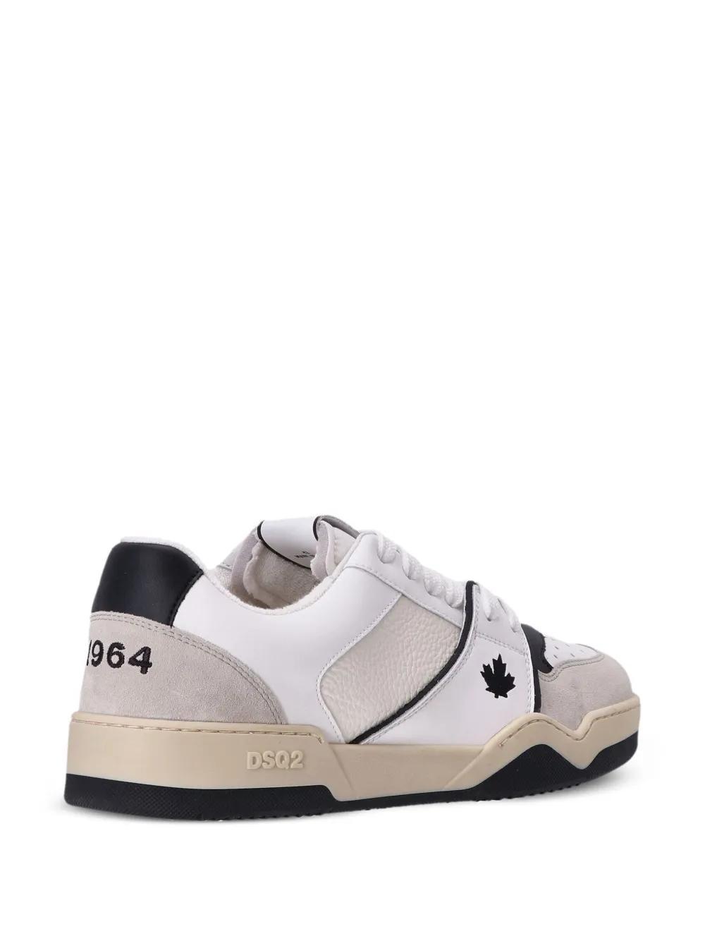 Spiker leaf-embroidered leather sneakers Product Image