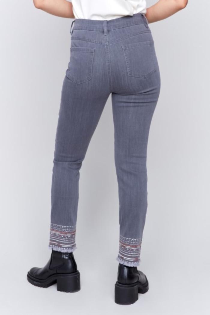 Embroidered Hem Jeans Product Image
