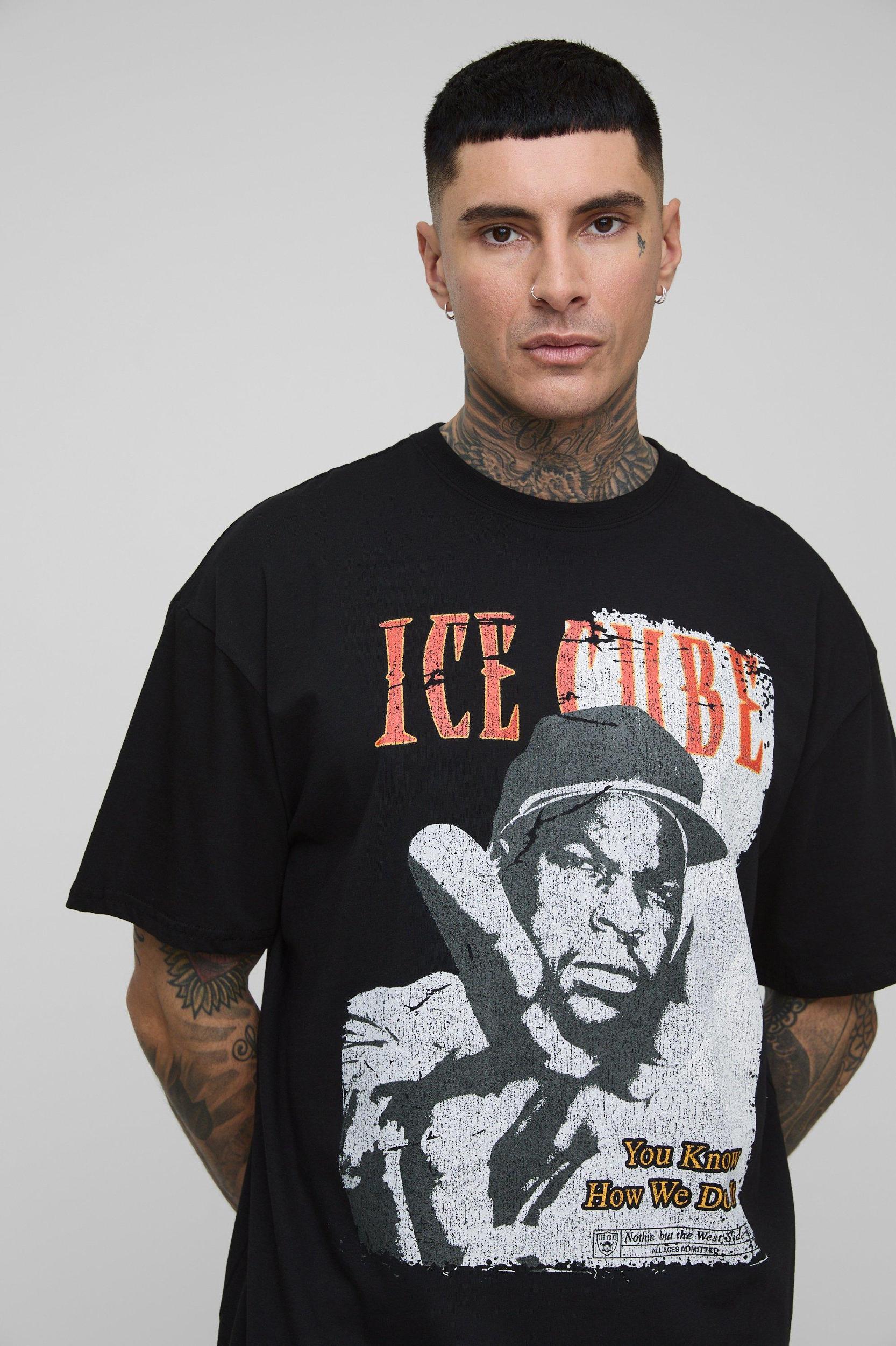 Tall Oversized Ice Cube License Print T-Shirt | boohooMAN USA Product Image