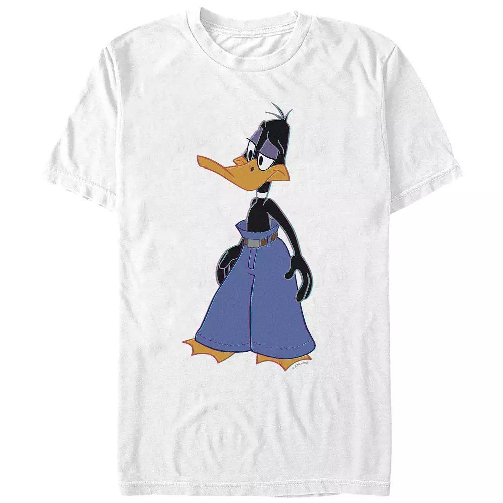 Men's Looney Tunes Daffy Duck Wearing Mall Pants Graphic Tee, Size: Small, White Product Image