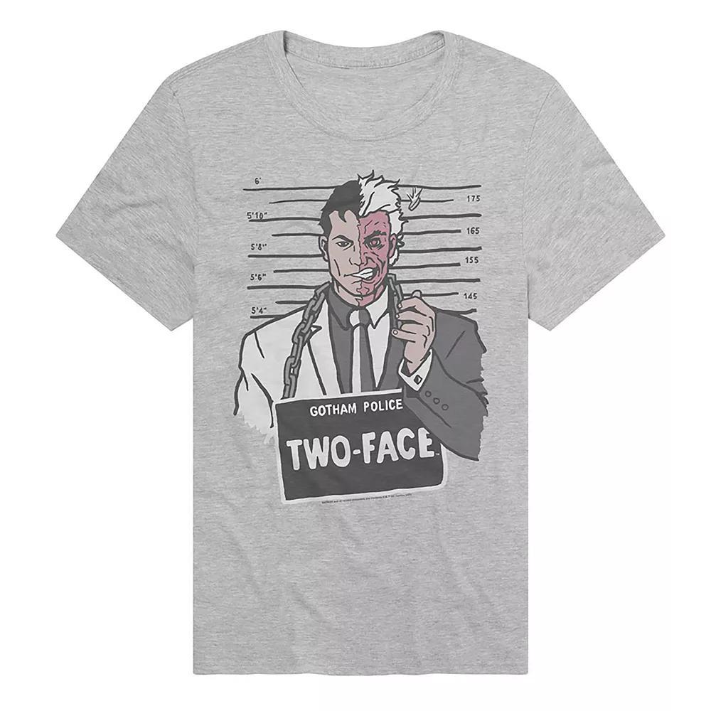Men's Batman Gotham Police Two-Face Mugshot Graphic Tee, Size: Medium, Athletic Grey Product Image