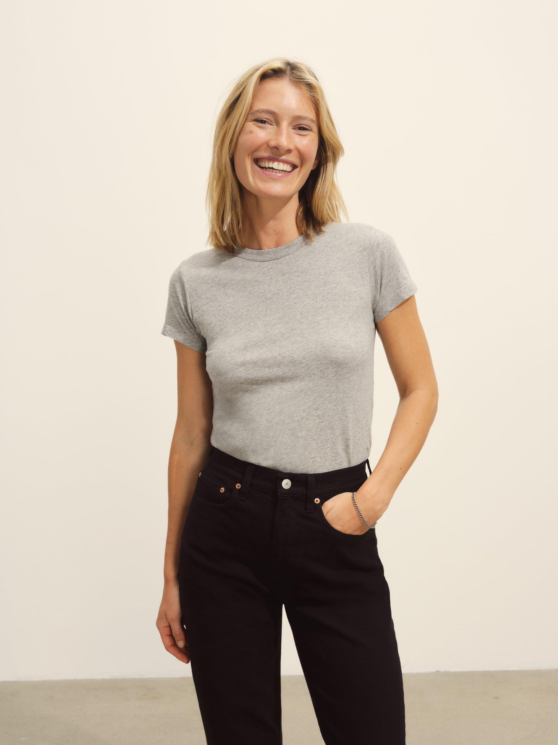 Graphite Pima Slim Crew Product Image