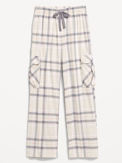 High-Waisted Flannel Cargo Pants Product Image