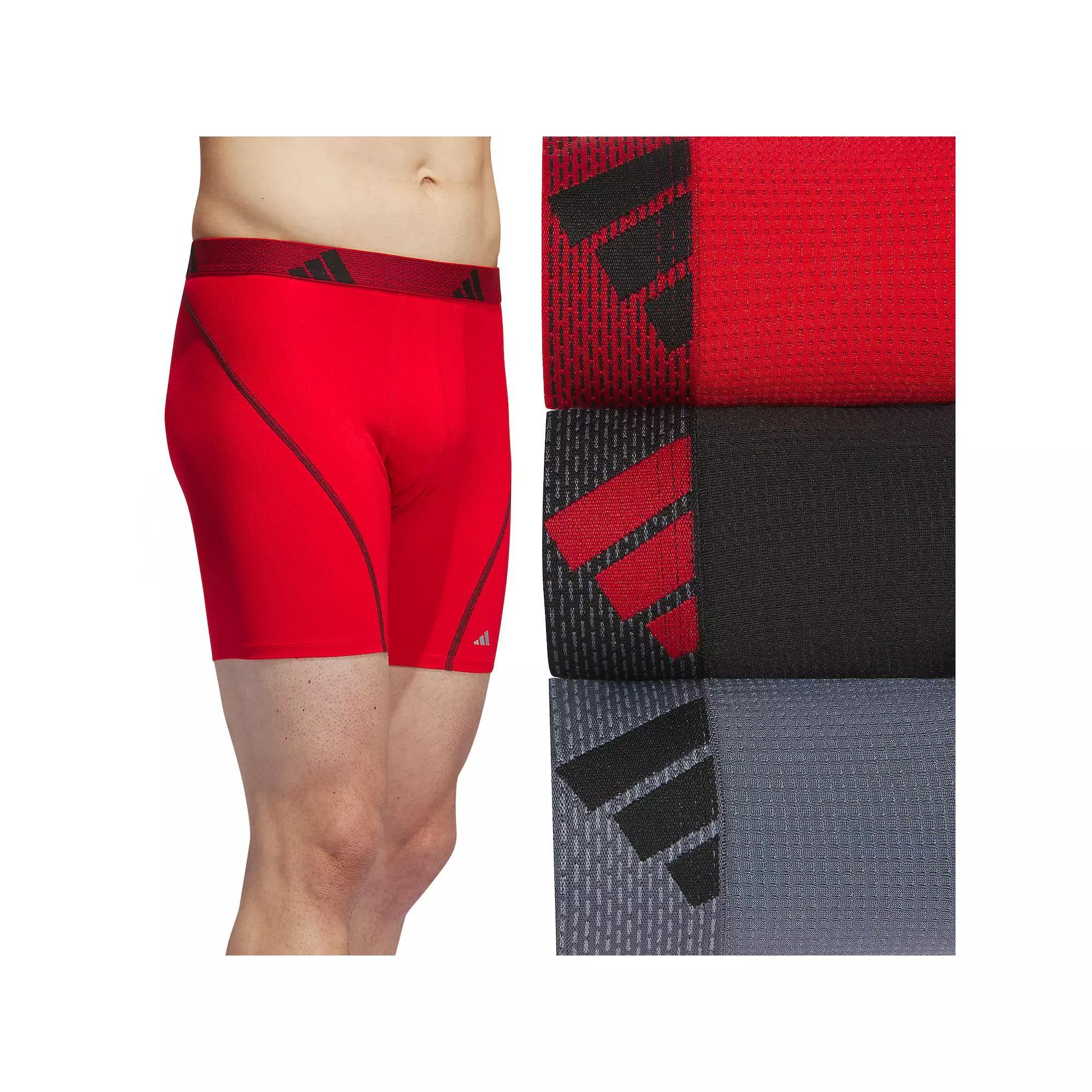adidas Performance Mesh 3-Pack Boxer Briefs Scarlet M Mens Product Image