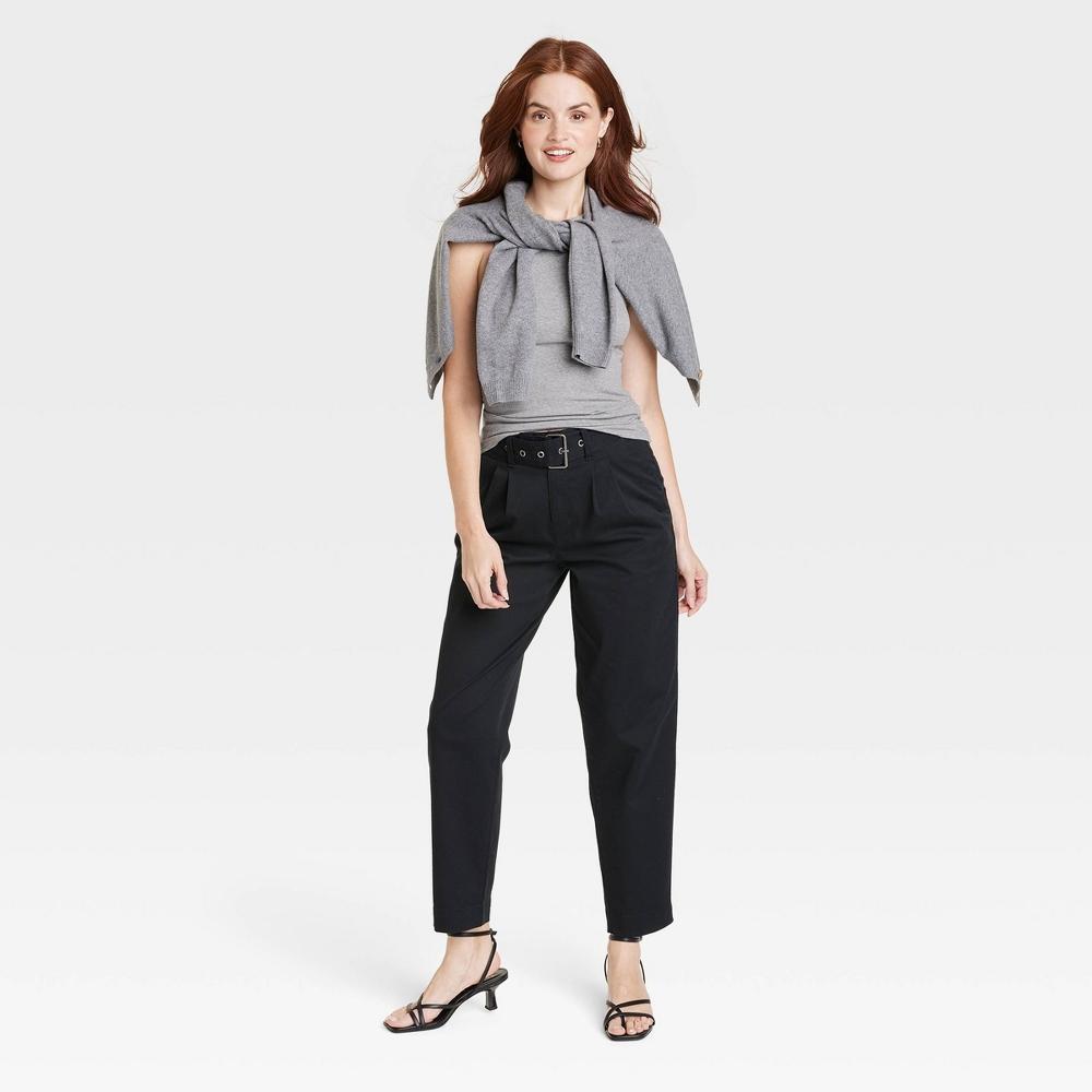 Women's Slim Fit Ribbed Highneck Tank Top - A New Day™ Heather Gray 4X: Cotton Modal Blend, Sleeveless Pullover Product Image