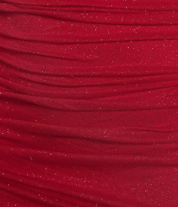 Jump Long Sleeve Glitter Knotch Front Detail Ruched Dress Product Image
