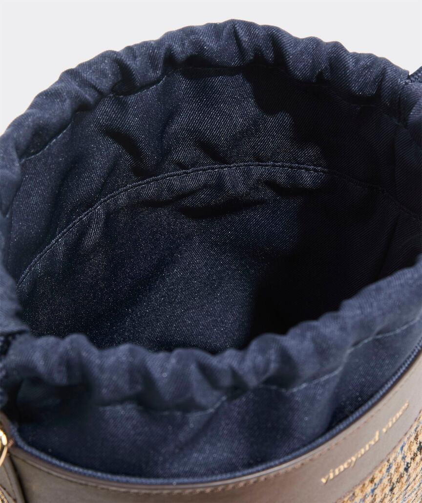 Tweed Leather Trim Crossbody Bucket Bag Product Image