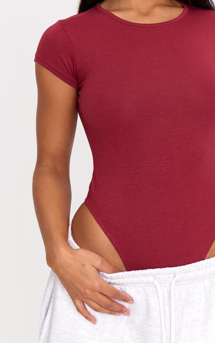 Burgundy Modal Cotton T Shirt Bodysuit Product Image