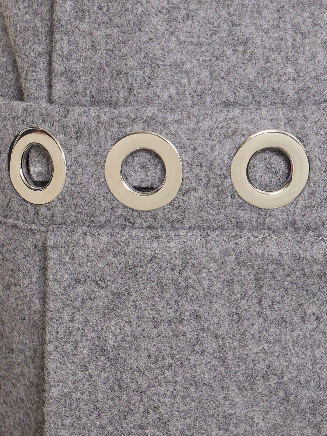 MSGM Wool Knit Embellished Mini Skirt In Grey Product Image