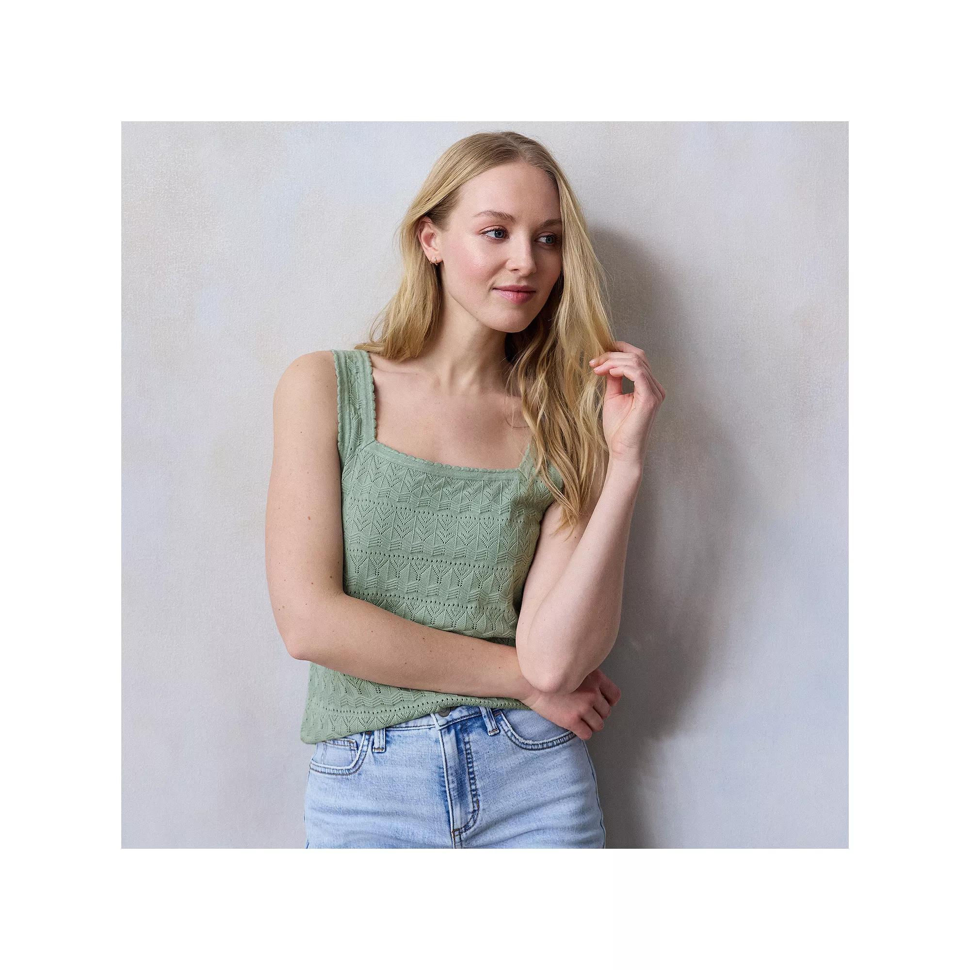 Petite LC Lauren Conrad Square Neck Sweater Tank Top, Women's, Size: XXL Petite, Valor Green Product Image