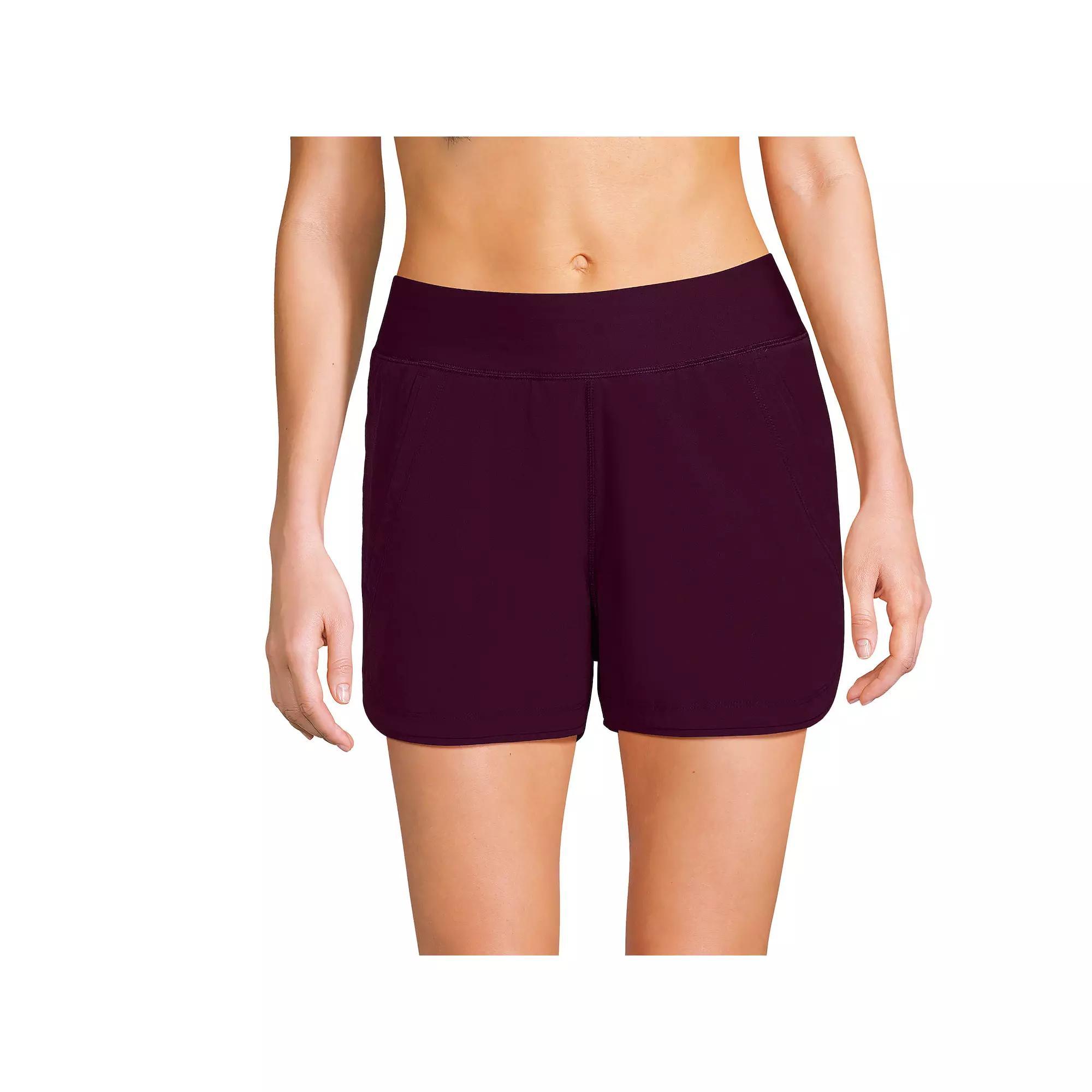Women's Lands' End 3" Quick Dry Swim Shorts With Panty, Size: 0, Dark Red Product Image