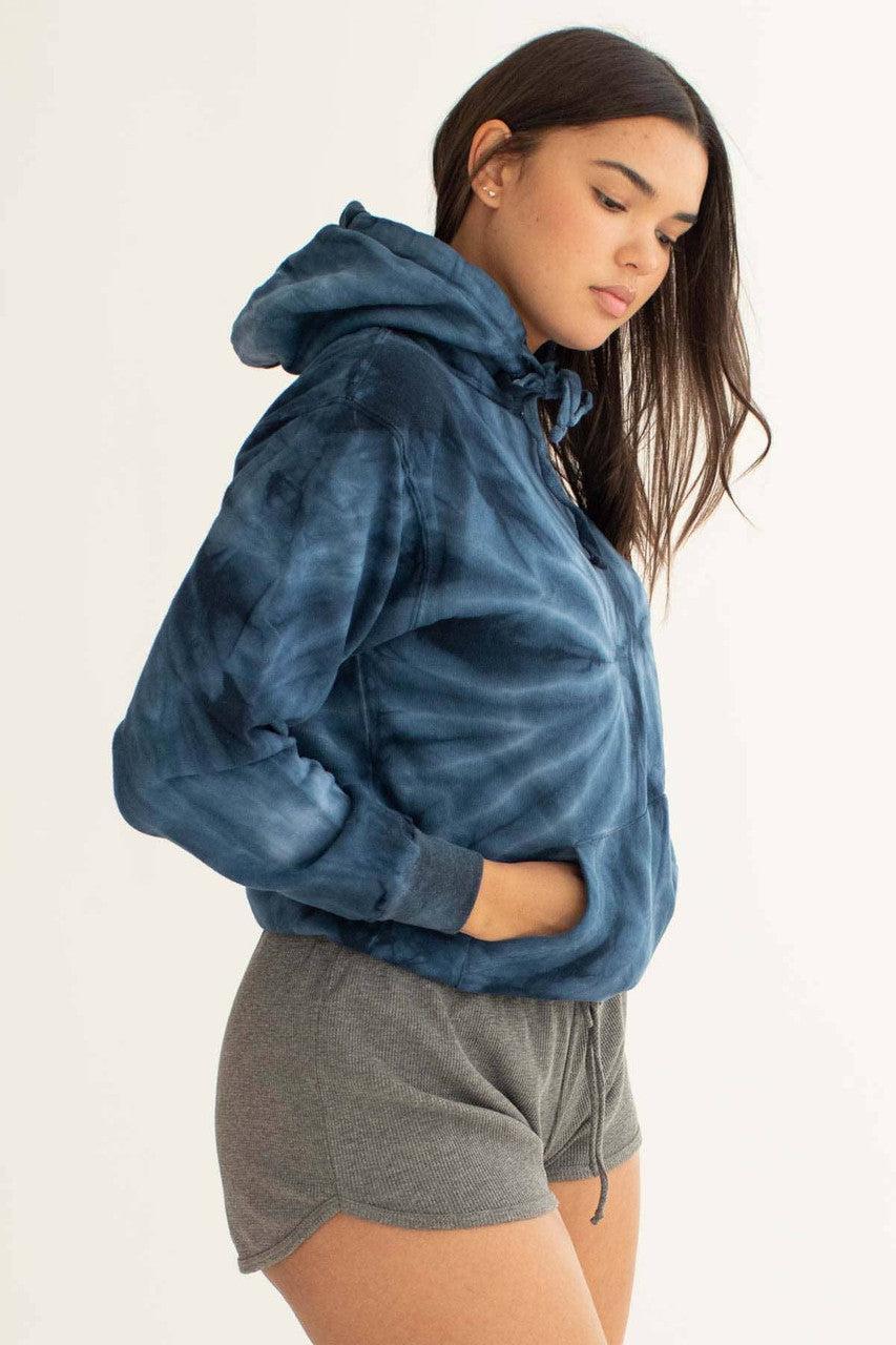 Navy Tie Dye Hoodie Product Image