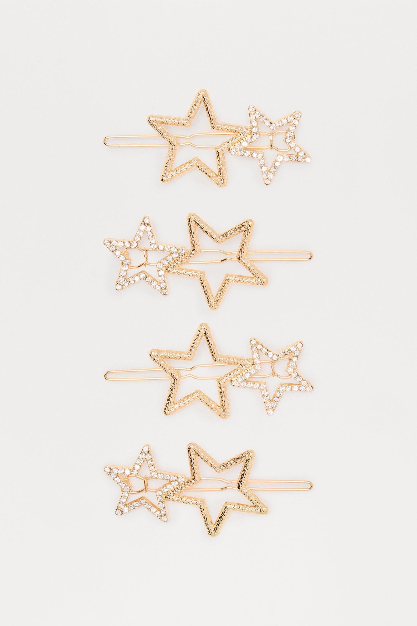 Dancing Under The Stars 4 Piece Hair Clip Set - Gold Female Product Image