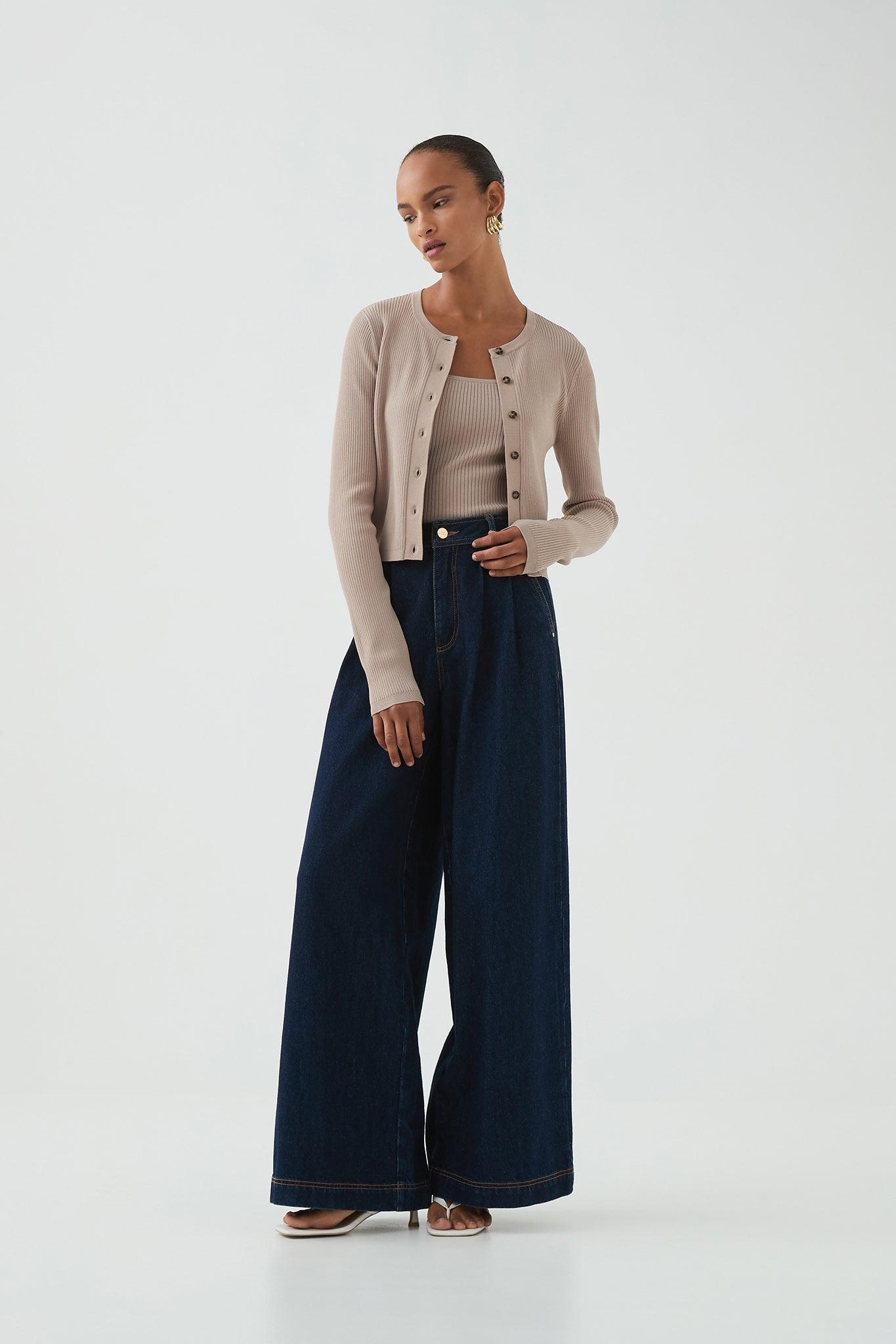 Deia Cropped Knit Cardigan Product Image