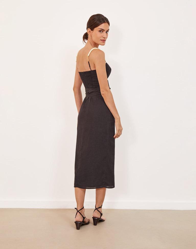 Nila Detail Midi Dress (exchange only) - Black Product Image