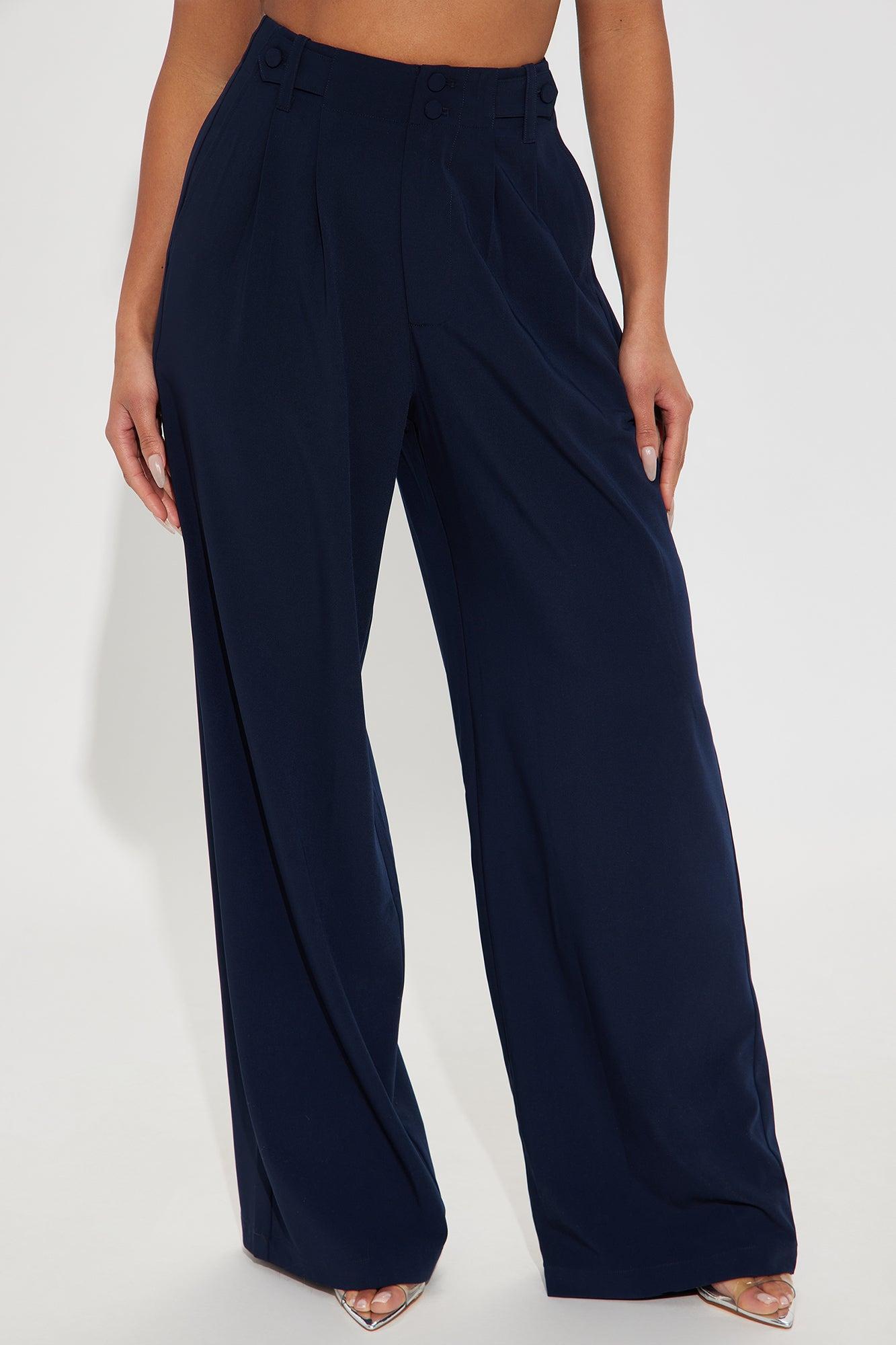 Taliana Wide Leg Trouser - Navy Product Image