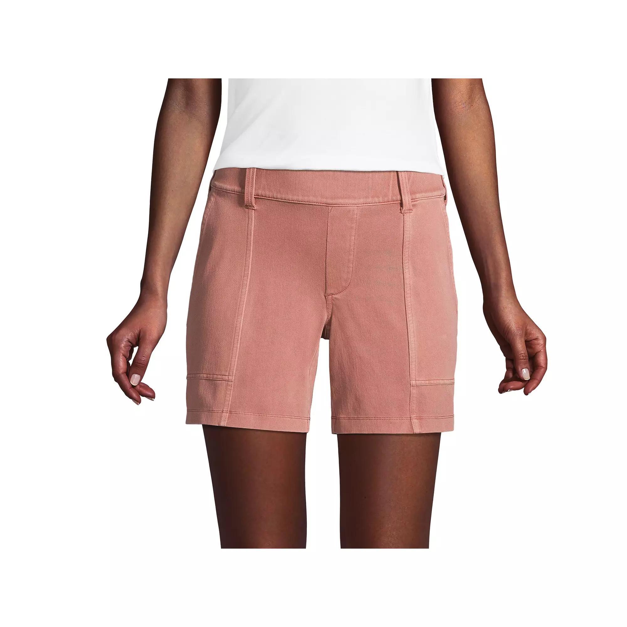 Petite Lands End Starfish Utility Jean Shorts, Womens Washed Pink Quartz Product Image