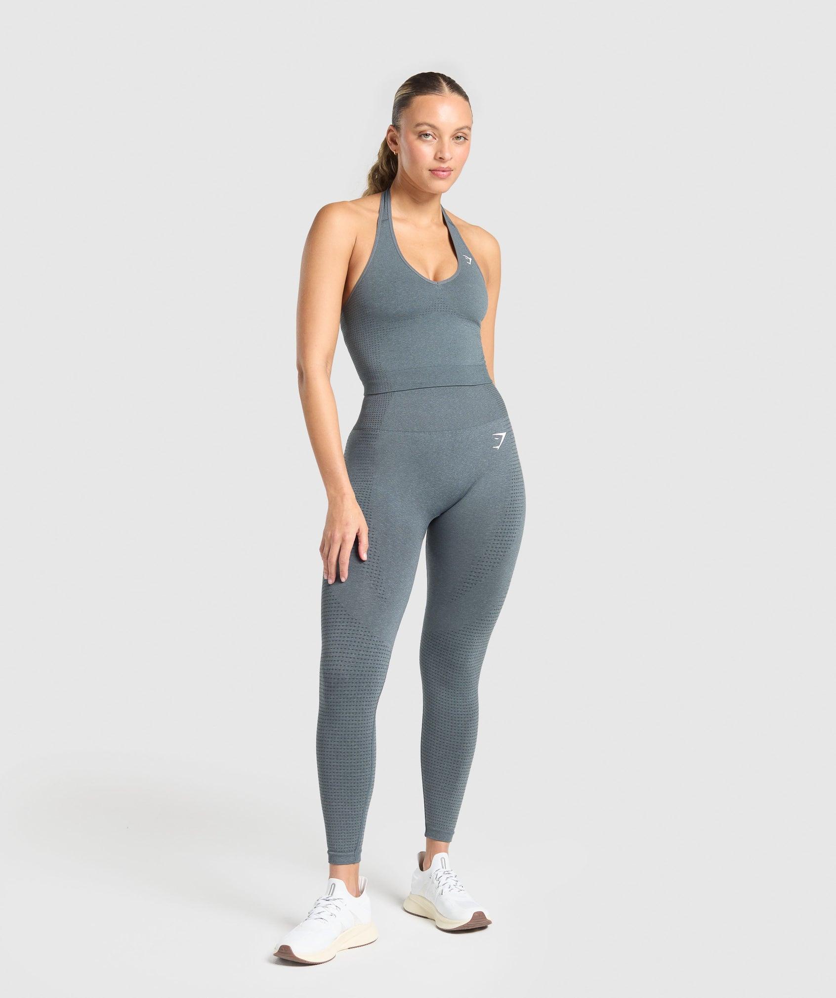 Gymshark Vital Halter Neck Tank With Shelf - Strong Grey Marl Female Product Image