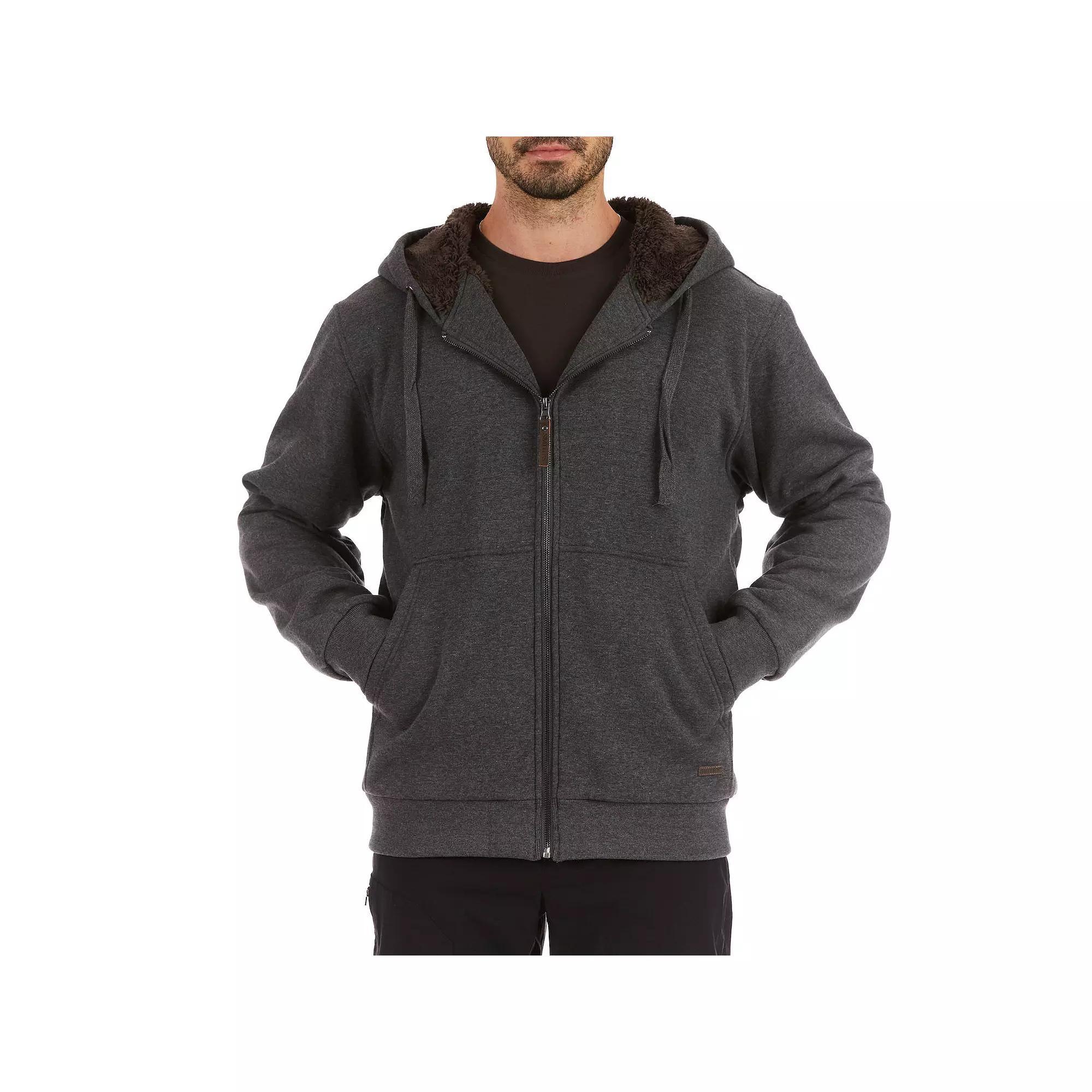 Men's Smith's Workwear Buffalo Plaid Sweater Fleece Hooded Jacket, Size: XL, Grey Grey Black Product Image