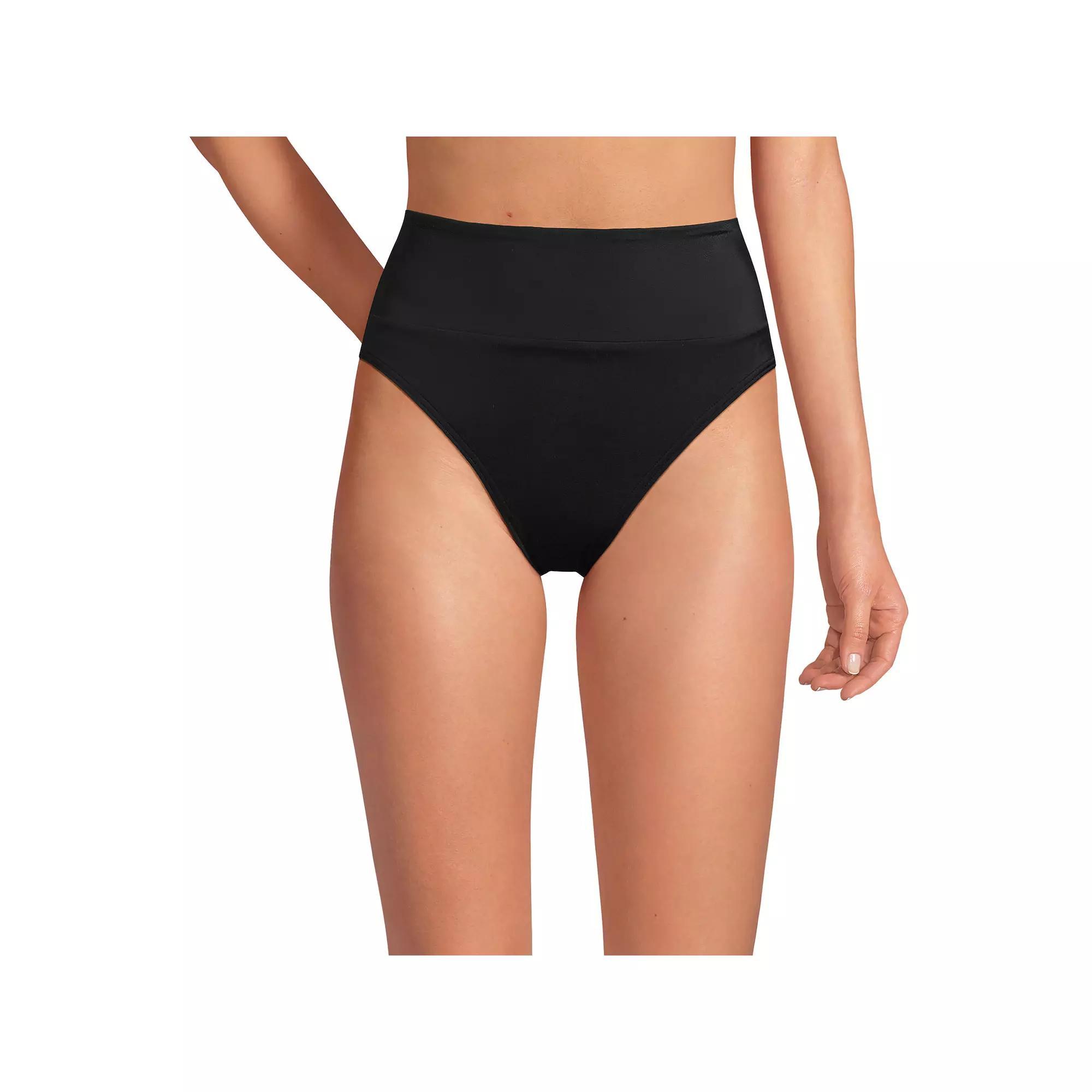 Women's Lands' End High-Waisted Swim Bottoms, Size: 8, Black Product Image