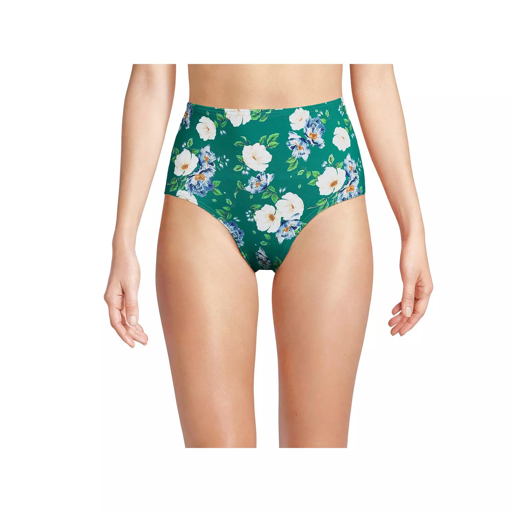 Women's Lands' End Sculpting Swim Bottoms, Size: 10, Green Petunia Product Image