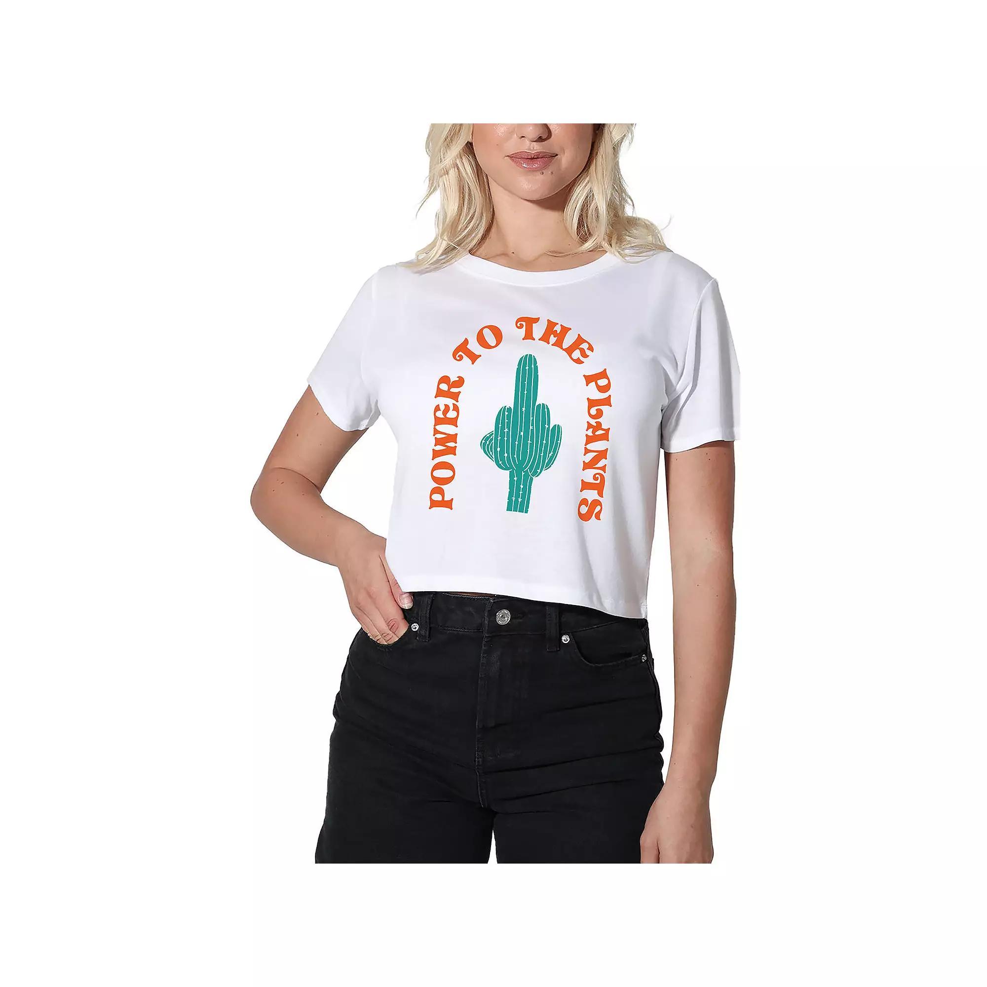 Women's Suburban Riot Power to the Plants Graphic Crop Top, Girl's, Size: Medium, White Product Image