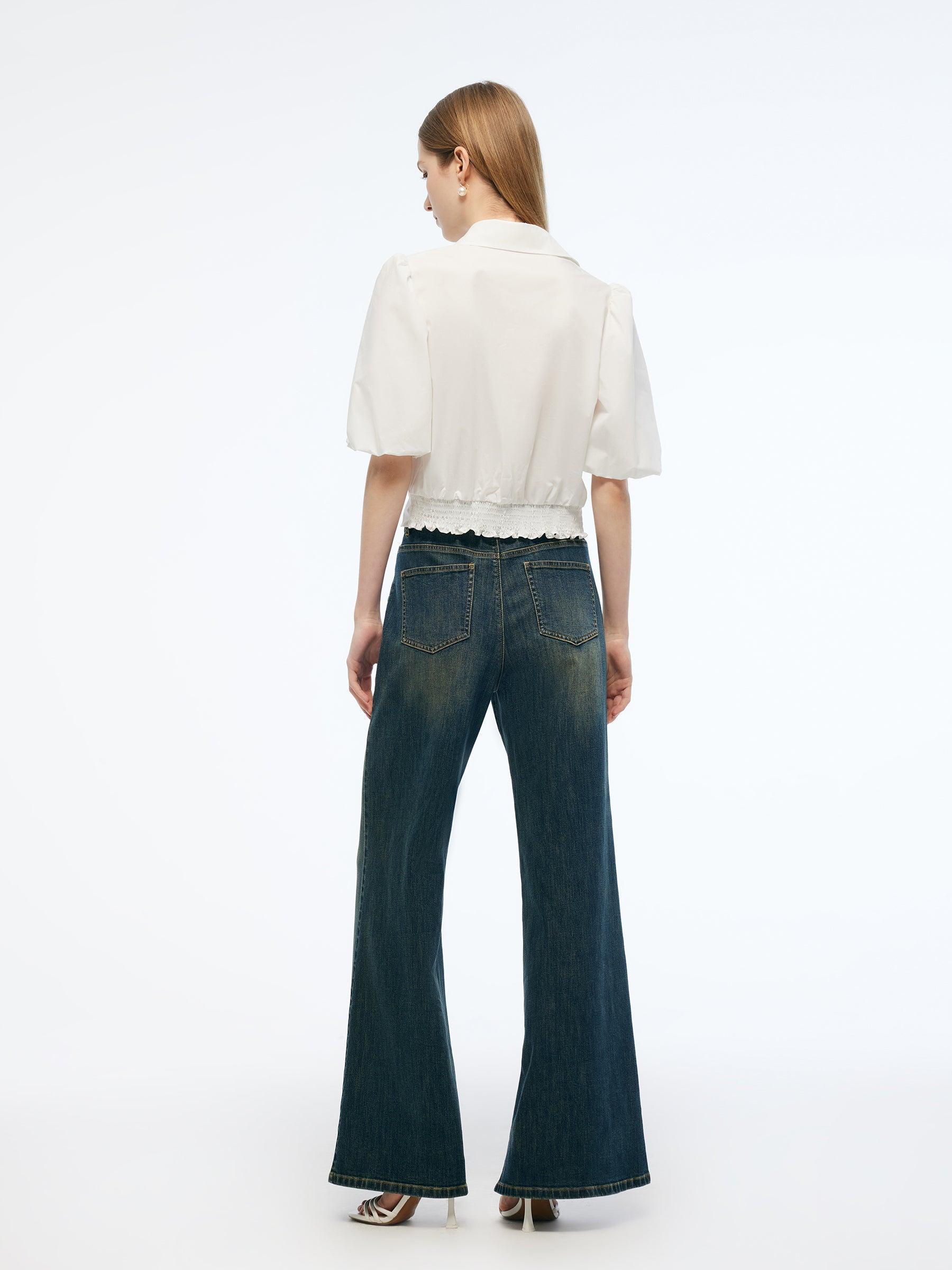 100% Cotton Puff Sleeve Women Shirt Product Image