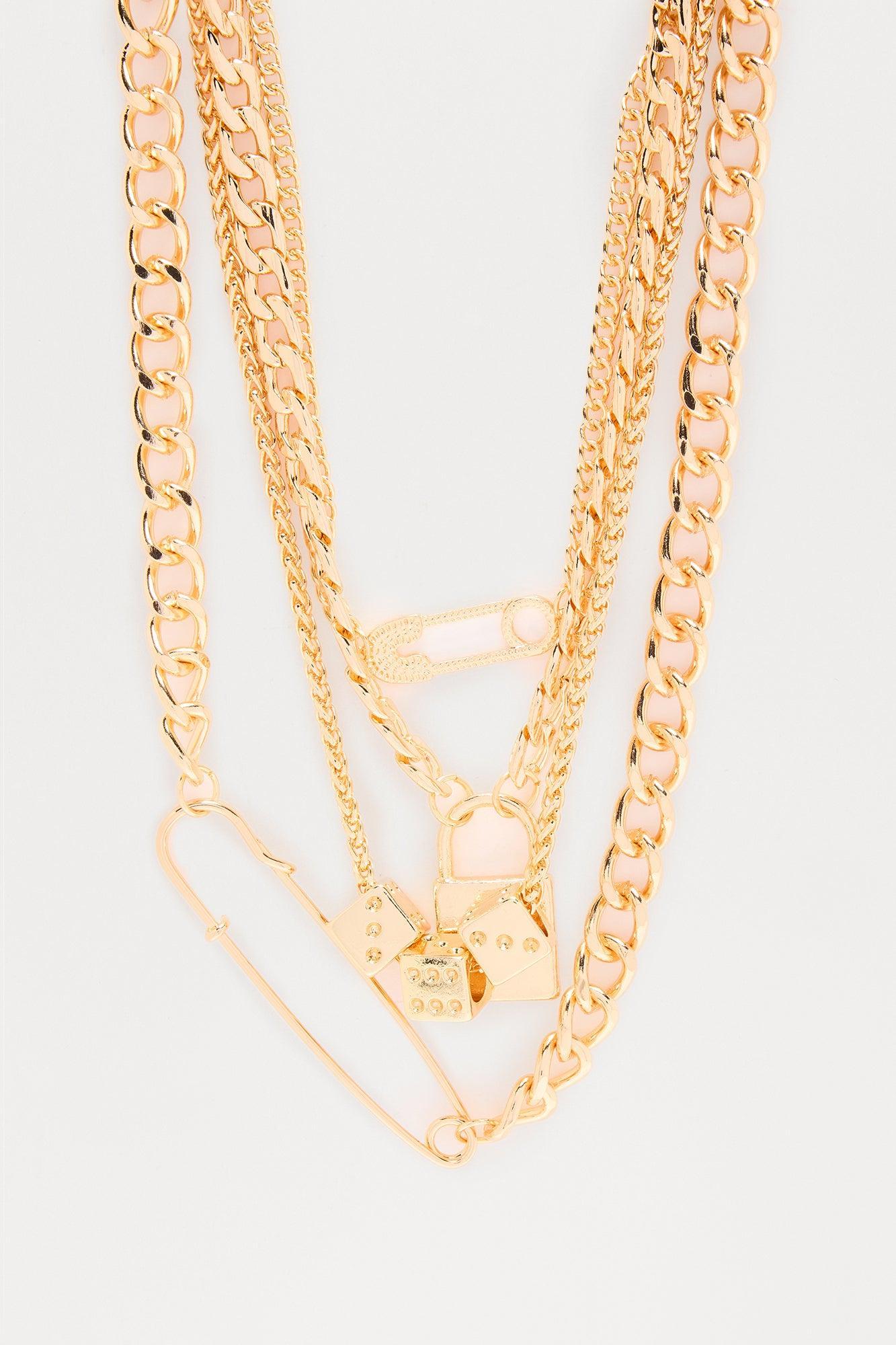 On A Roll Statement Layered Necklace - Gold Product Image