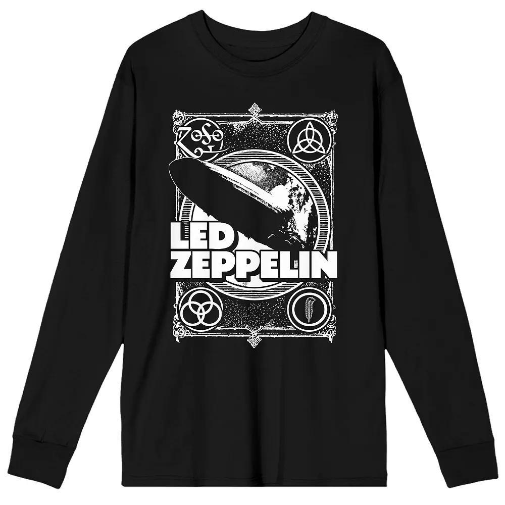 Mens Led Zeppelin Burning Blimp Logo Long Sleeve Graphic Tee Product Image
