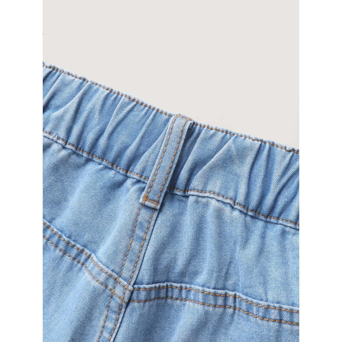 Plus Size Stretchy Waist Flared Hem Jeans Women Bluevintage Medium stretch Slanted pocket Jeans BloomChic 30/6X Product Image