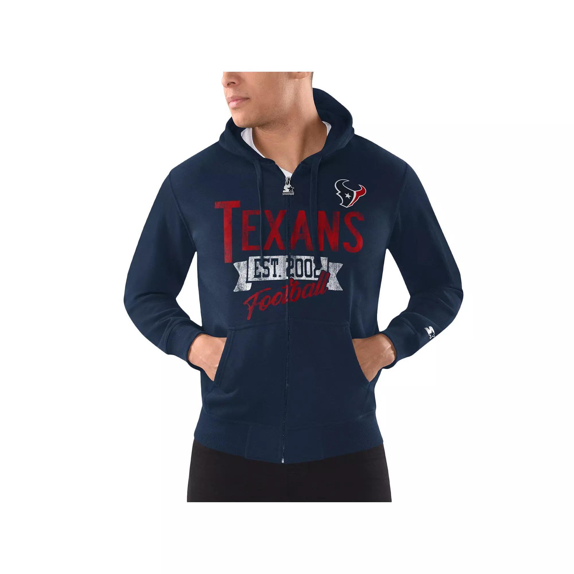 Mens Starter Houston Texans Domestic Post Season Full-Zip Hoodie Blue Product Image